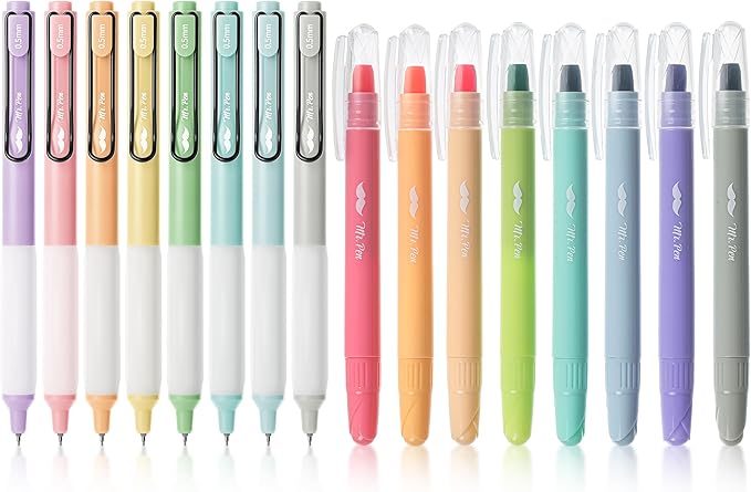 Mr. Pen- Bible Highlighters and Pens, 16 Pack, Gel Highlighters, Bible Highlighter No Bleed, Black Retractable Gel Pens
