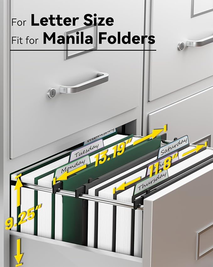Ansook Extra Capacity Hanging File Folders Letter Size,6 Pack Plastic File Cabinet Folders with Tabs,Heavy Duty 4" Expandable Hang Folder with Movable Dividers,Hanging Folder Organizer for File Frame