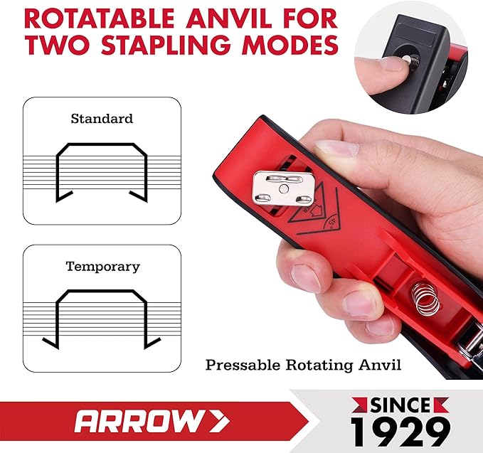 Arrow Full-Strip Stapler with Staples, 25 Sheets Capacity, Stapler with 2520 Count 26/6 Staples, Built-in Storage, Open for Tacking, Non-Slip, for Daily Office Use, School and Home Organization