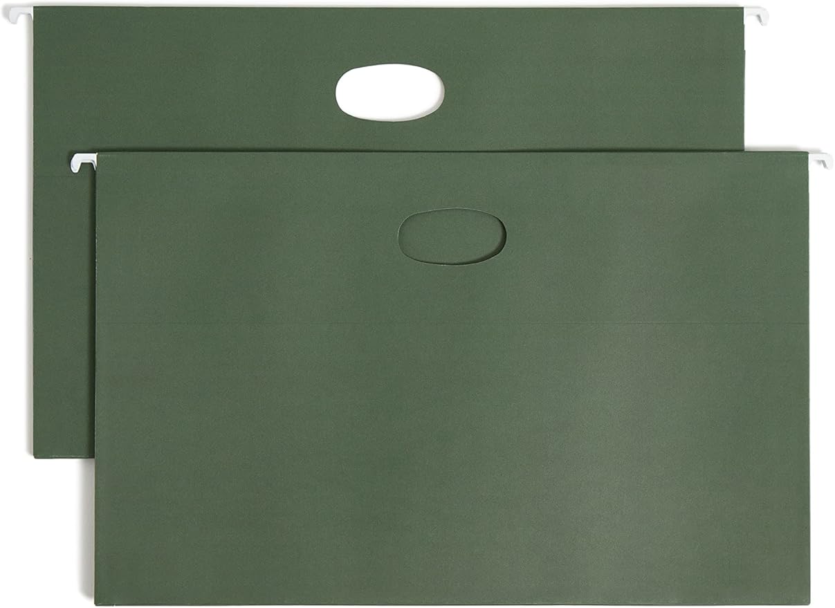 Smead Hanging File Pocket with Full-Height Gusset, 1-3/4" Expansion, Legal Size, Standard Green, 25 per Box (64318)
