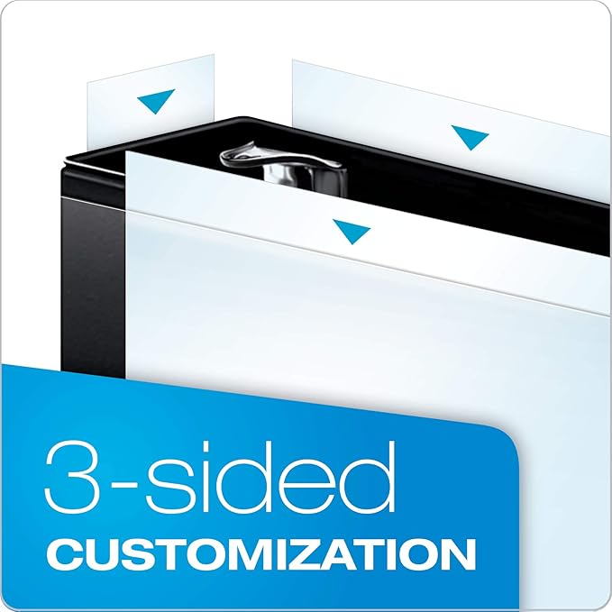 Cardinal 3 Ring Binder, Binders for School and Office, Durable 3 Inch Performer ClearVue Binder, Round Rings, 625-Sheet Capacity, Customizable ClearVue Covers, PVC-Free, Black (67525)