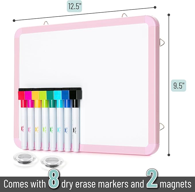 Mr. Pen- White Board, 12.5" x 9.5" with 8 Markers and 2 Magnets, Magnetic Dry Erase Board for Wall