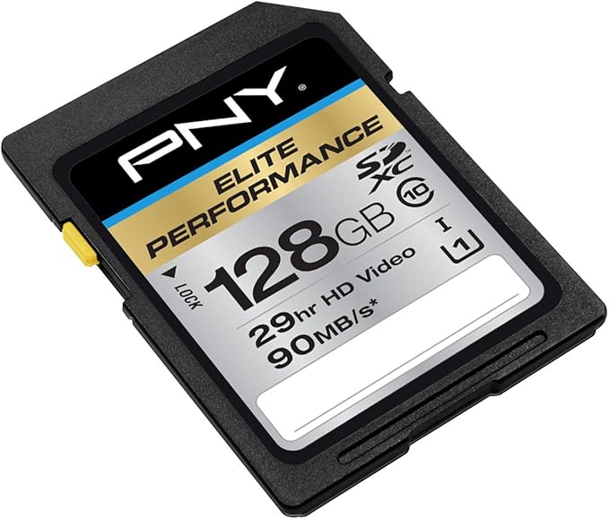PNY Elite Performance 128GB High Speed SDXC Class 10 UHS-I, U3 Up to 95MB/sec Flash Card - P-SDX128U1H-GE