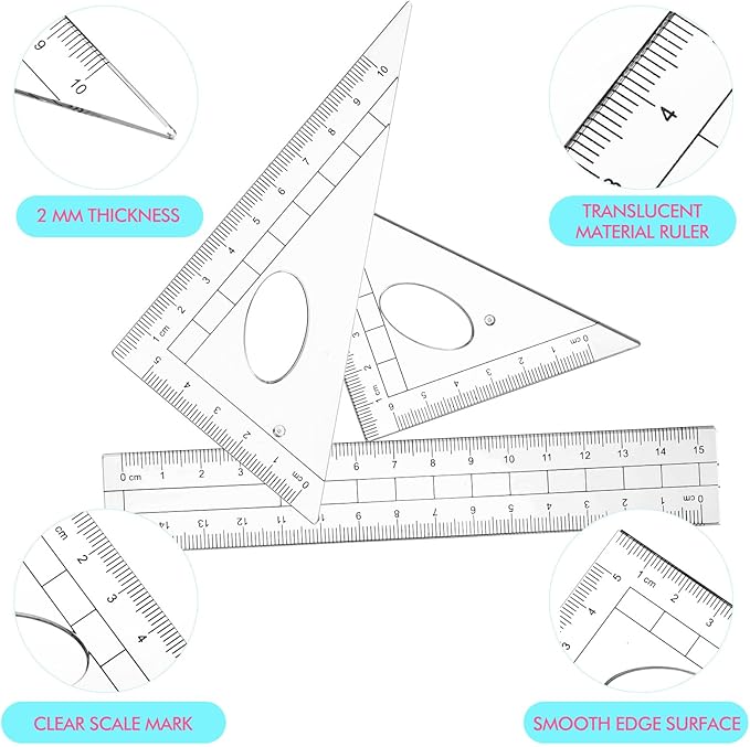 Zonon 36 Sets Math Geometry Kit Student 10 Pcs Shatterproof Storage Box Includes Compass, Rulers, Protractor, Eraser, Pencil Sharpener, Lead Refills, Pencil for Back to School Students Class Teacher