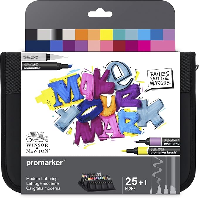 Winsor & Newton ProMarker Set, 25+1pcs. Wallet, Modern Lettering