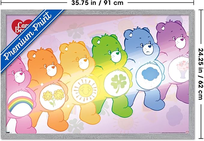 Care Bears - Care Bear Stare Wall Poster, 34L" x 22.4W", Gray Framed Version