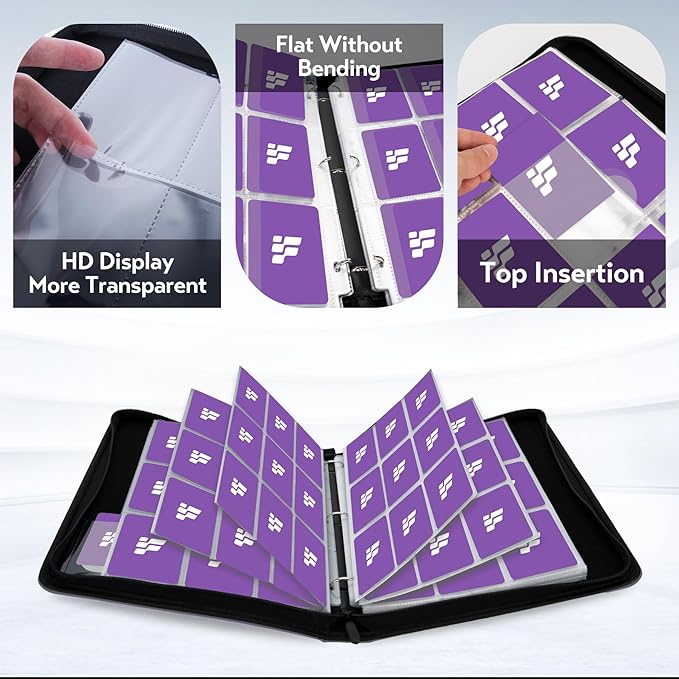 Card Binder 9 Pocket, Trading Card Binder with Clear Window Design, 720 Double Sided Pocket PU Collection Binder, Card Albums for MTG, TCG, and Sports Cards(Purple)