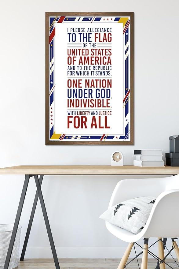 Trends International The United States Of America - Pledge Of Allegiance Wall Poster, 22.375" x 34", Bronze Framed Version