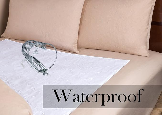 Masirs Mattress Pad Sheet Protector - Soft Quilted Cotton with Waterproof Layer to Protect Your Mattress & Keep Sheets & Linen Dry. Superior Alternative to Disposable Mattress Pads. (34 x 52 Inches)