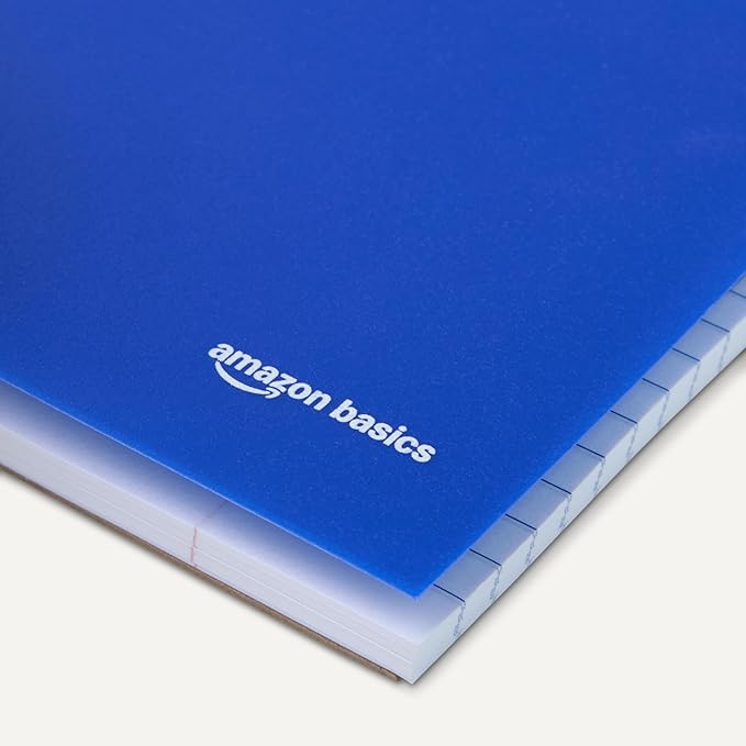 Amazon Basics 1 Subject College Ruled Spiral Notebook, Poly Cover,100 Sheets, 9" x 11", Assorted Primary Colors, 3 pack