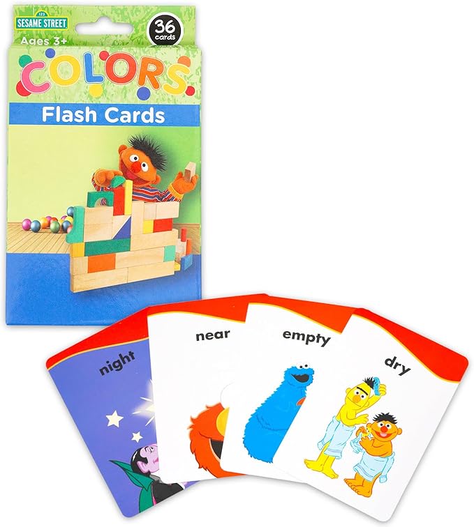 Sesame Street Flash Cards Set Toddler Kids - 36 Elmo Flashcards Featuring Colors and Shapes for Pre-K Boys, Girls | Sesame Street Learning Toys