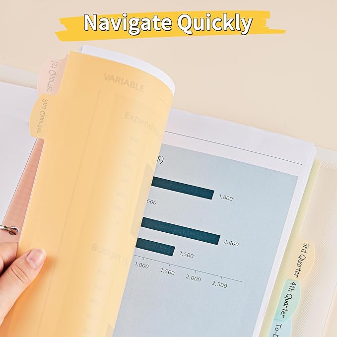 JARLINK 8 Tabs Dividers for 3 Ring Binder, Durable Plastic Write & Erase Binder Dividers for Letter Size, Cute Binder Dividers for Student, Teacher, Office, Home Organizers, Pastel Color (1 Set)