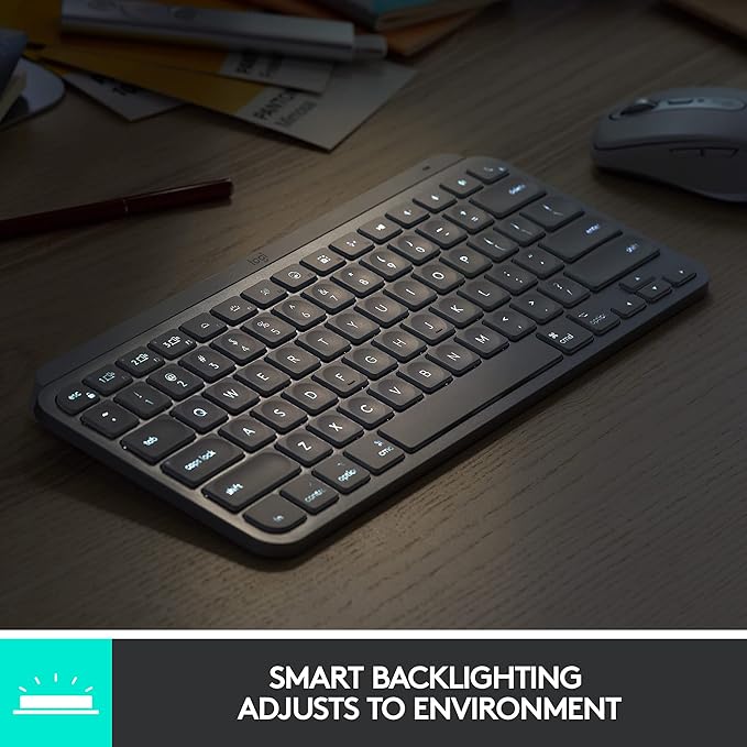 Logitech MX Keys Mini Wireless Illuminated Keyboard for Business, Compact, Logi Bolt Technology, Backlit, Rechargeable, Globally Certified, Windows/Mac/Chrome/Linux - Graphite