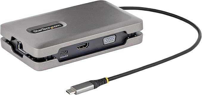StarTech.com USB-C Docking Station for Windows and ChromeOS, Dual Monitor 4K 60Hz USB-C/HDMI or 1080p VGA, HDR10, USB 10Gbps Hub, 100W Laptop Charging, GbE - TAA
