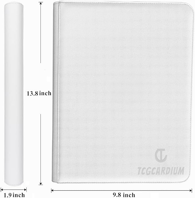 360 Card Binder - Premium Zippered 9-Pocket Trading Card Binder Side-Loading Pages for Ultimate Protection | Holds TCG, MTG, Sports Cards (White)