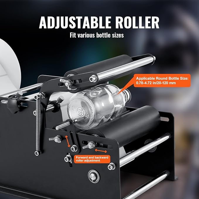 VEVOR Manual Round Labeling Machine, 15-20pcs/min, Applicator for Round Bottles, Adjustable for 0.78-4.72 inch Diameter (with Pressing Bar)