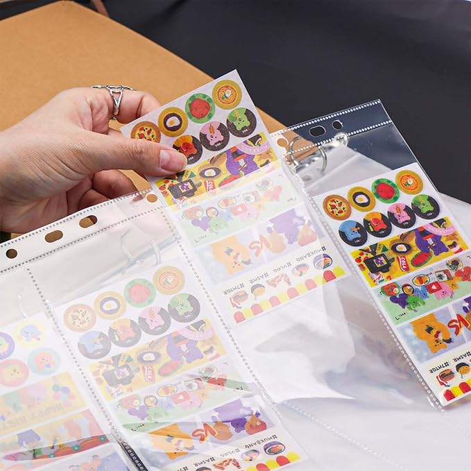 Mogoostry A4 Clear Sheet Protectors 4 Pocket Binder Sleeves 20 Sheets 11 Holes Side Open Banknote Protector Currency Collection Page Protector
