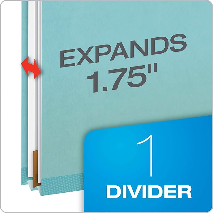 Pendaflex Recycled Classification File Folders, 1 Divider, 2" Embedded Fasteners, 2/5 Tab Cut, Legal Size, Light Blue, Box of 10 (28777R) (Pack of 5)