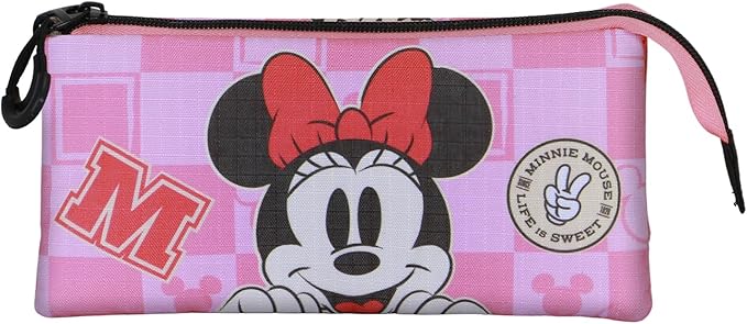 Disney Minnie Mouse Journey Triple Pencil Case, Pink, 23 x 11 cm, Pink Minnie Mouse, Einheitsgröße, Triple Pencil Case