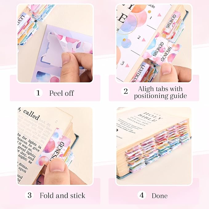Bible Tabs for Women, 66 Large Print Laminated Bibles Chapters Index Tabs and 39 Blank Dividers Sticky Labels, Cute Beauty Bubble Bible Study Supplies, Journaling Accessories, Christian Gifts for Men