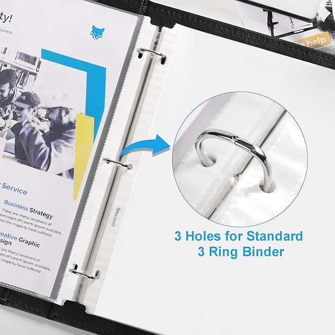 Sheet Protectors - 300 Sheets 4 mils Strong Extra Heavyweight Clear Top Load 8.5 x 11 Inch Highlight Transparent Acid-Free for 3 Ring Binder OS01300