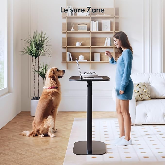 FLEXISPOT Adjustable C Table, Mobile Snack Side End Table Sofa Couch Bedside Table Laptop Cart TV Tray Night Stand Small Space Side Table(23.6" W x 13.8" D,Black)