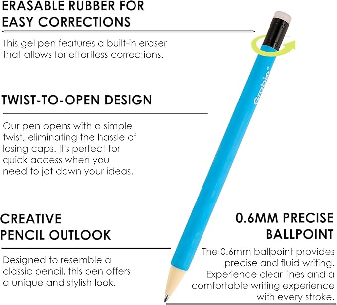 Grabie Erasable Gel Pens, 9 Colors Erasable Pens Multicolor, Make Mistakes Disappear, 0.7mm Medium Point Rollerball Tip Colored Pens for Drawing Writing Planner, Smooth Writing (Whimsical Whirls)