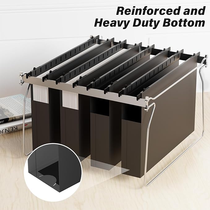 Ansook Extra Capacity Legal Size Hanging File Folders,Heavy Duty 2" Expansion File Folders Hanging with Tabs,12 Pack Plastic Legal File Cabinet Folders,Hanging File Frame Organizer,File Box Folder