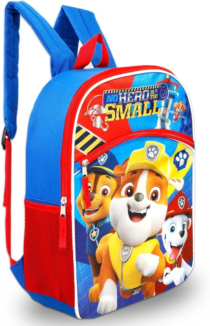 Paw Patrol Backpack and Lunch Box Set - Bundle with 16" School Backpack, Lunch Bag, Tattoos, Water Bottle, More | Paw Patrol School Bag for Kids, Boys, Girls