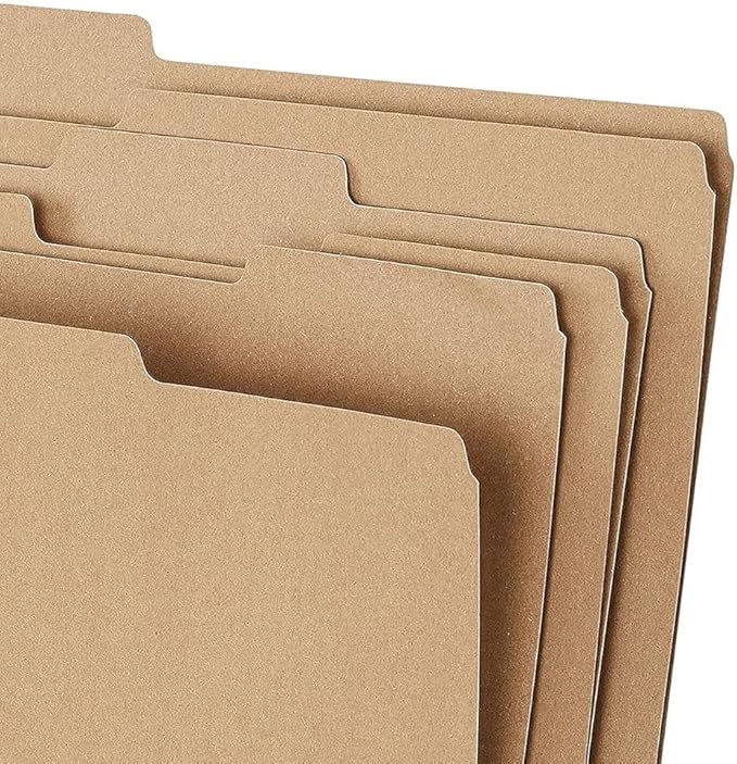 Staples Colored File Folders, Letter Size, 3‑Tab Top‑Tab Design, Kraft, Durable Paper Stock, 100/Pack