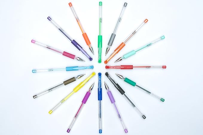 Art Alternatives Glitter Gel Pen Set, 12-Pens - Non-smear - Journaling, Coloring, Drawing, Writing, Planners and more!