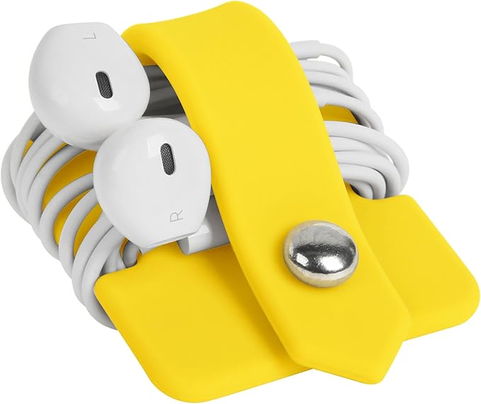 Portable Electronic Device Cover Cord Organizer for Earphones, Yellow