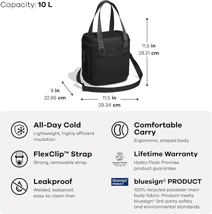 Hydro Flask Carryout Cooler - Insulated Portable Soft Cooler - 10 L Capacity in Capri Blue