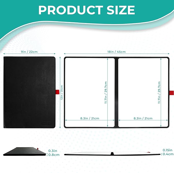 Double-Sided Whiteboard - Portable, 12" x 9" Dry Erase Boards with 3 Markers, Eraser and Stylish Red Elastic Pen Tray for Office, School and Home (Double-A4 Pink)