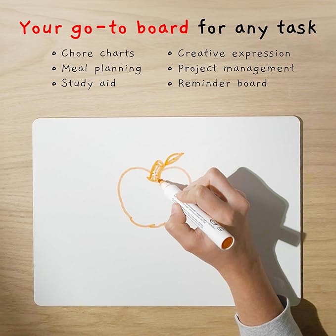 6 Premium Small Dry Erase Board 9"x12"- Portable Dry Erase Lap Board, Handheld Whiteboard- White Boards for Students - Small Whiteboard | Double Sided Erasable White Boards Dry Erase- 6 Pk