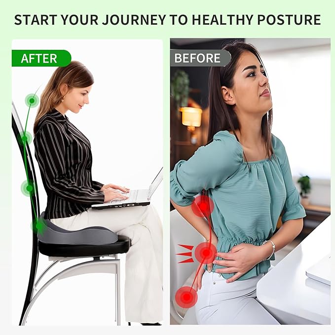 Memory Foam Buttocks Cushion for Office Chair Truck Driver Truck Seat Cushion Ergonomic Driver Seat Cushion with Lumbar Support & Sciatica Back Pain Relief, Car Seat Cushions for Driving