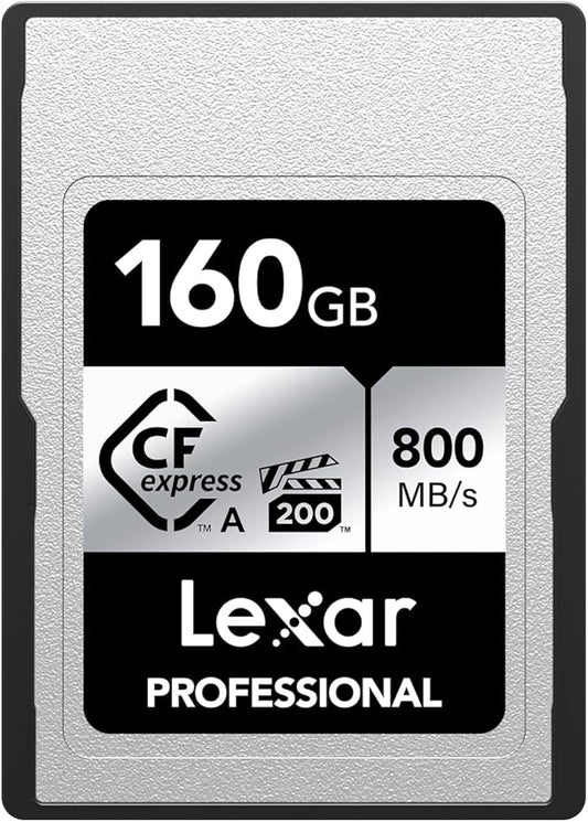 Lexar 160GB Professional CFexpress Type A SILVER Series Memory Card, Compatible with Sony Cameras w/ Type A Card Slot, Up to 800/700 MB/s Read/Write, 8K Video, VPG 200 (LCAEXSL160G-RNENG)