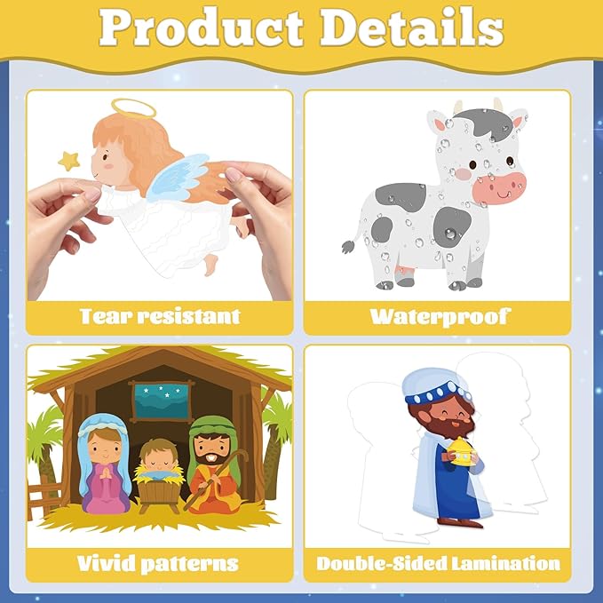 Christmas Nativity Religious Bulletin Board Christian Classroom Decoration Religiou Nativity Scene Cutout Jesus Birth Bulletin Board Church Sunday School VBS Cutouts for Home School Party Supplies