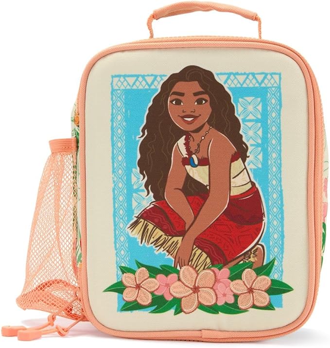 Disney Store Official Moana Insulated Lunch Box - Moana Lunch Bag for Kids with Double Zip Pull, Embroidered Details, Screen Art, Mesh Pocket, ID Label - Perfect for School