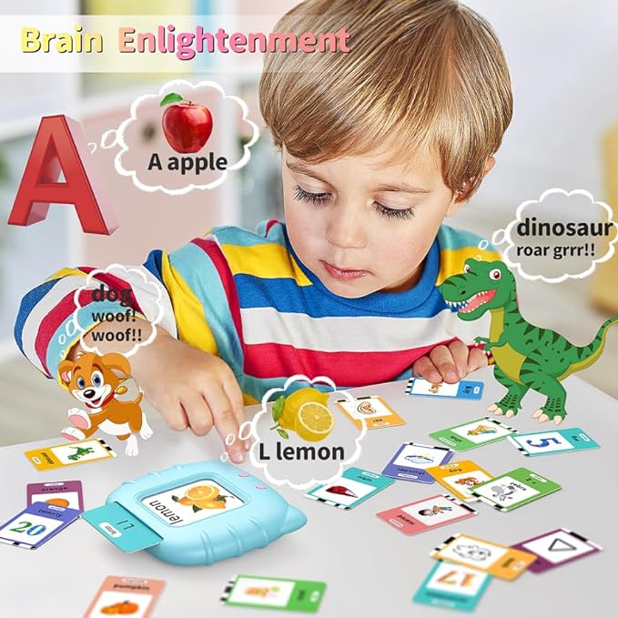252 Sight Words Talking-Flash-Cards, Easter Birthday Gifts for Boys 1 2 3 4 5 6 Year Old, Educational Montessori Toys, Pocket Speech Language Learning Toys for Toddlers Ages 1-6, Blue