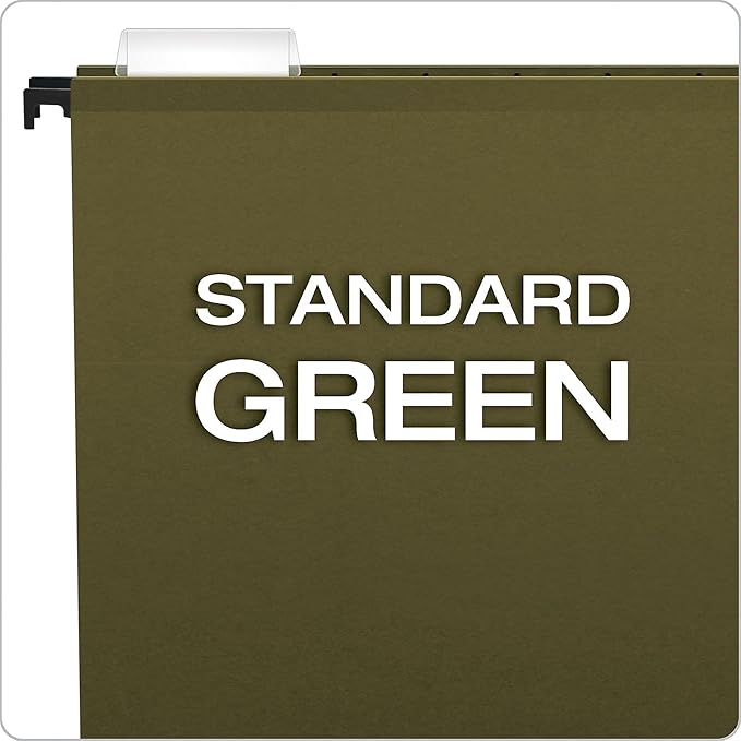 Pendaflex SureHook Reinforced Hanging File Folders, Legal Size, Standard Green, 1/5 Cut, 20/BX (6153 1/5)