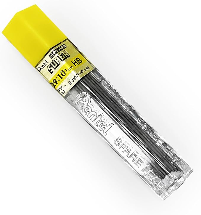 Pentel Super Polymer Refill Replacement Spare Leads for Automatic & Mechanical Pencils (Pack of 6, 0.9mm HB)