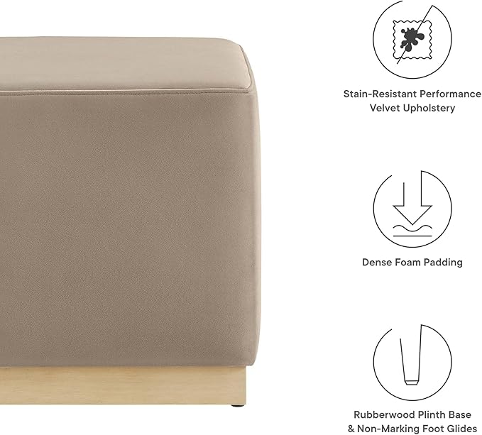 Modway 17" Square Performance Velvet Upholstered Upholstered Ottoman