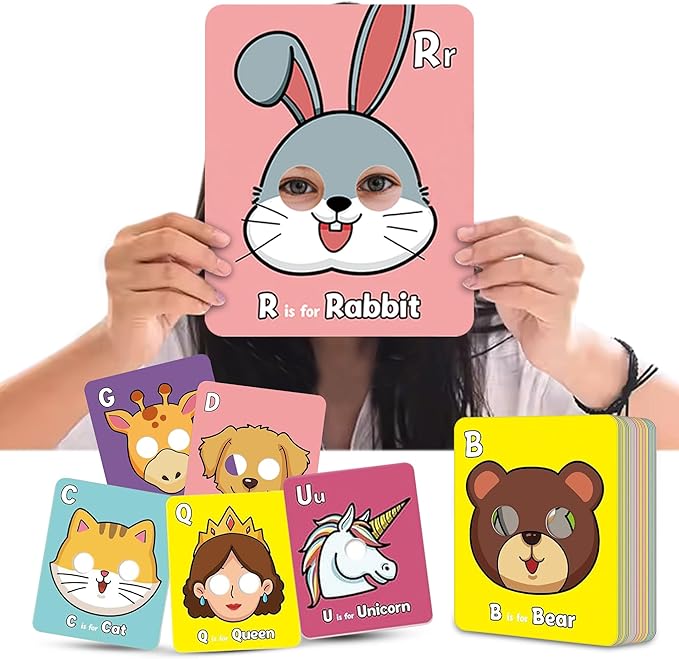Alphabet Flash Cards,Giant ABC Animal Flash Cards for Toddler 3-5,26 Lowercase and Uppercase Letter Cards,Educational Learning Games for Kids,Preschool Kindergarten Toys