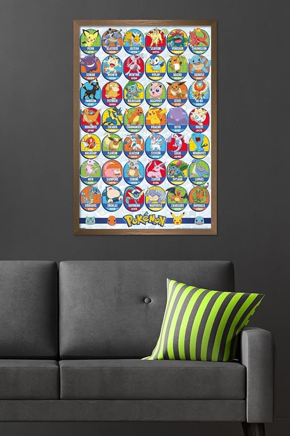 Pokémon: All-Time Favorites - Grid Wall Poster, 34L" x 22.4W", Bronze Framed Version