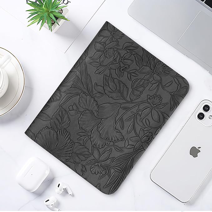 Portable Small White Board Dry Erase Board, Reusable 9.5 * 6.6in Notebook Memo, Office Home Supplies Desk Accessories(1-Carved Black)