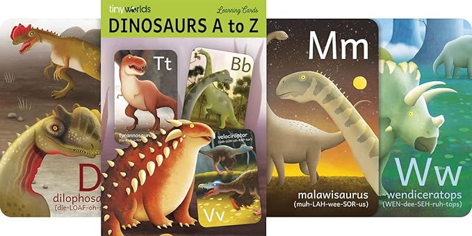 Dinosaur ABC Flash Cards, Alphabet A to Z Dinosaurs flashcards for Kids 4-8 Years, Dinos Picture Learning Cards, Dino Flash Card for Pre-K, Children: Set of 26 FlashCards