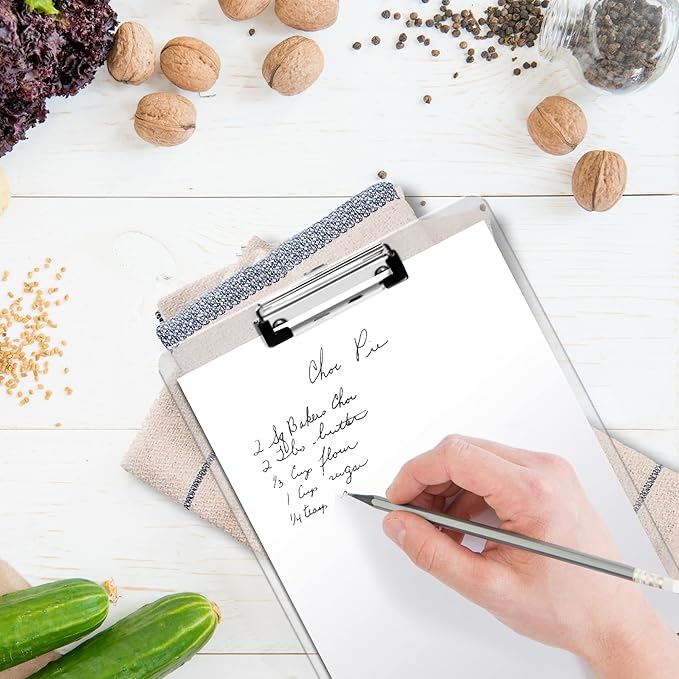 25 Pack Transparent Plastic Clipboards Bulk Acrylic Clear Clip boards with Low Profile Metal Clip Board 12.5 x 9 Inch Letter Size Clipboard Class Set for Classroom with Hanging Hook - Holds 100 Sheets