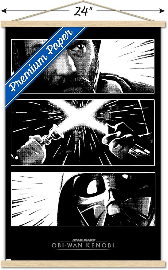Trends International Star Wars: Obi-Wan Kenobi - Panels Wall Poster, 22.375" x 34", Premium Print and Beechwood Hanger Bundle