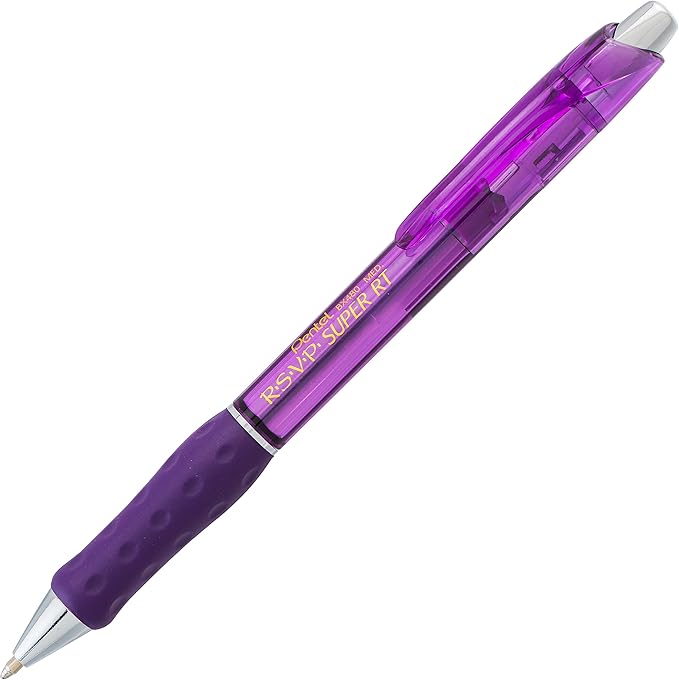 Pentel RSVP Super RT Ballpoint Pen, (1.0mm) Medium Line, Violet Ink, Pack of 2 (BX480BP2V)